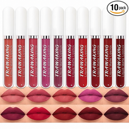 10 Shade Matte Lip Kit Bold & Vibrant Colors