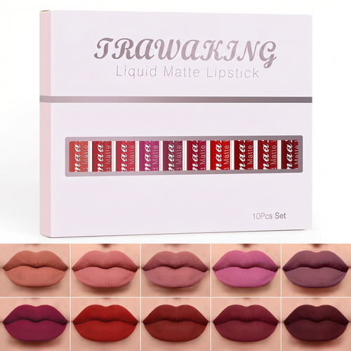 10 Shade Matte Lip Kit Bold & Vibrant Colors